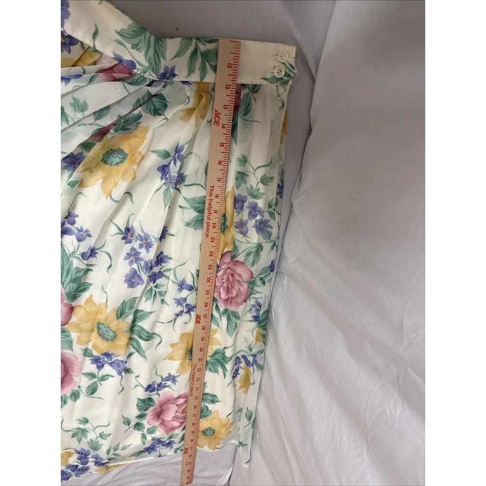 St Michael Pleated Midi Skirt Women Sz 12 (W28) Pastel Floral Print Lined NWOT